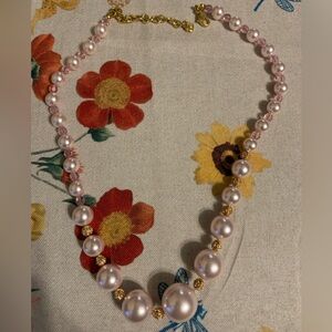 Pink Gold And Pearl Necklace